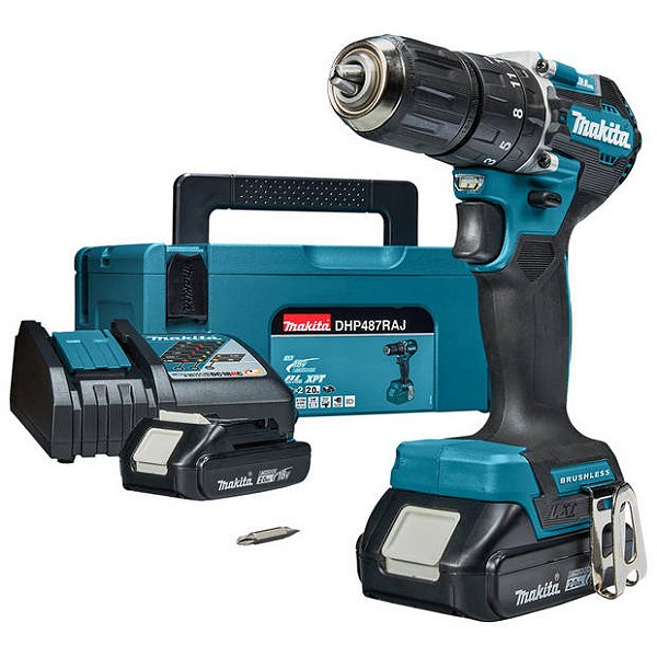 Parafusadeira de Impacto 1/2 Pol. 18V C/ 2 Baterias 2A C/ Carregador Rápido e Maleta - MAKITA-DHP487RAJ