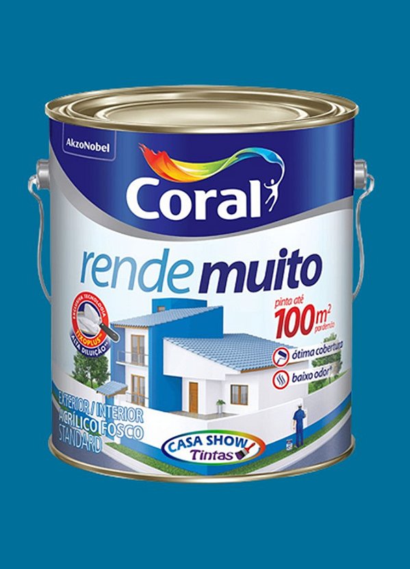 Tinta Látex Acrílico Fosco Coral Rende Muito 3,6L - Azul Profundo