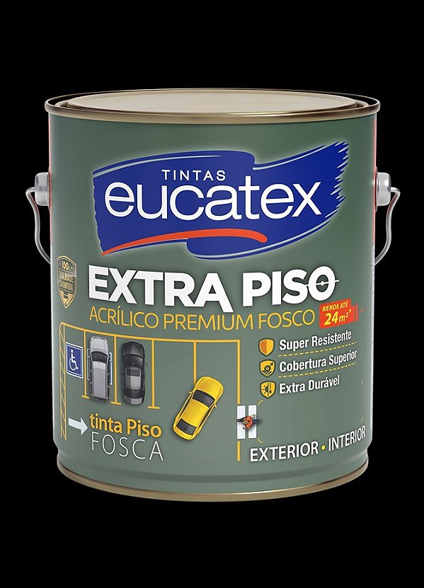 Tinta Acrílica Piso Eucatex Fosco 3.6L - Preto