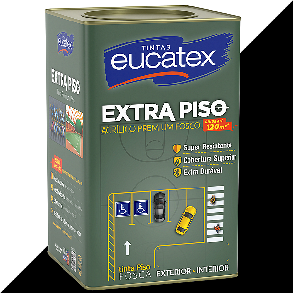 Tinta Acrílica Piso Eucatex Fosco 18L - Preto