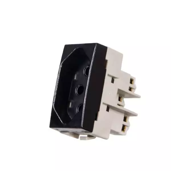 Clean Ebony - Modulo Margirius Tom 2P+T 10A Preto 16817