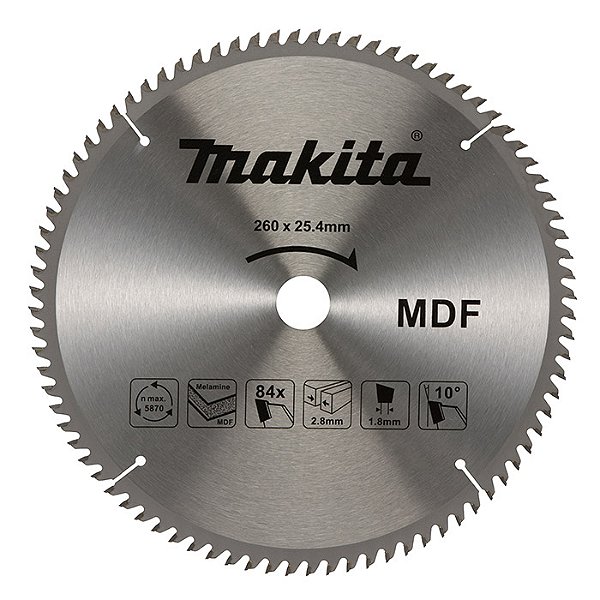 Disco de Widea para Serra Circular Madeira 10 260mm x 25mm  84 Dentes - Makita D-62480