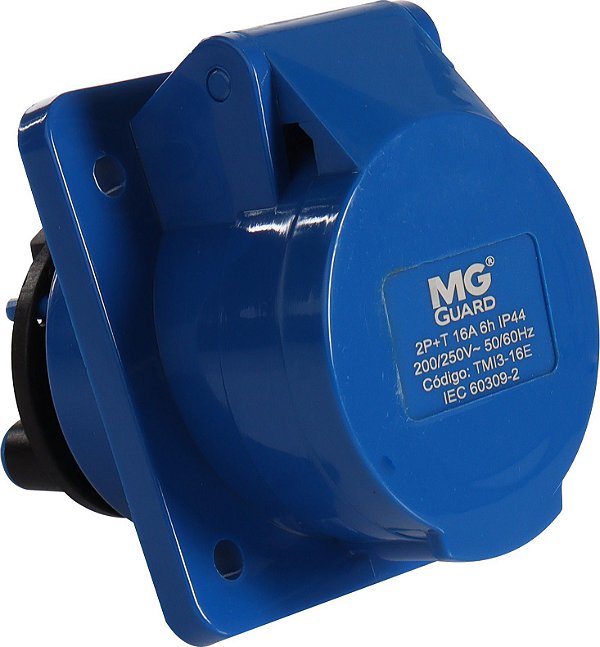 Tomada Margirius Embutir Industrial 3P 16A Azul 6H IP44 21617