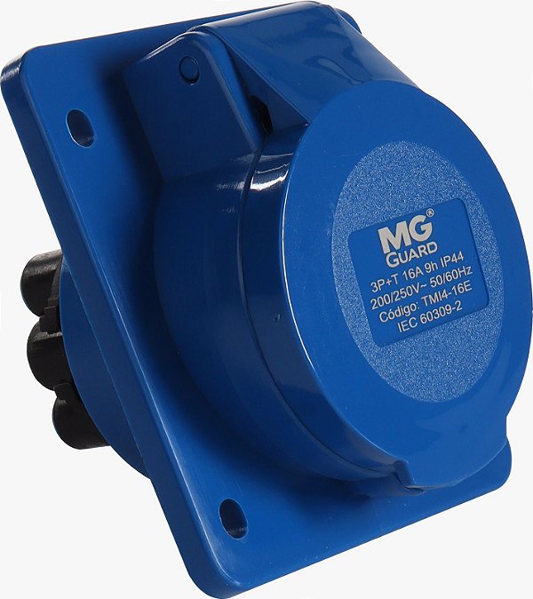 Tomada Margirius Embutir Industrial 4P 16A Azul 9H IP44 21623
