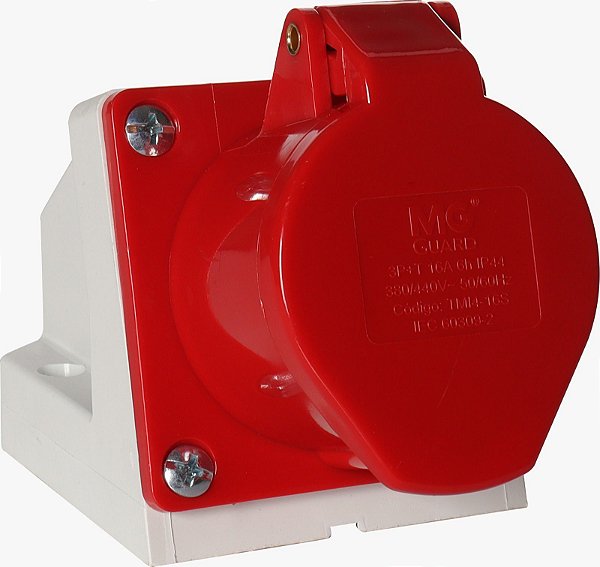 Tomada Margirius Sobrepor Industrial 4P 16A Vermelho 6H IP44 21608