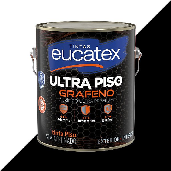 Tinta Acrílica Ultra Premium Piso Grafeno Eucatex Semiacetinado Galão 3.6L Preto