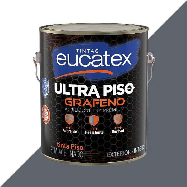 Tinta Acrílica Ultra Premium Piso Grafeno Eucatex Semiacetinado Galão 3.6L Cinza