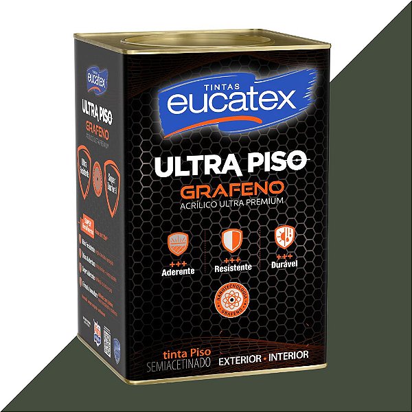 Tinta Acrílica Ultra Premium Piso Grafeno Eucatex Semiacetinado Lata 18L Cinza Escuro