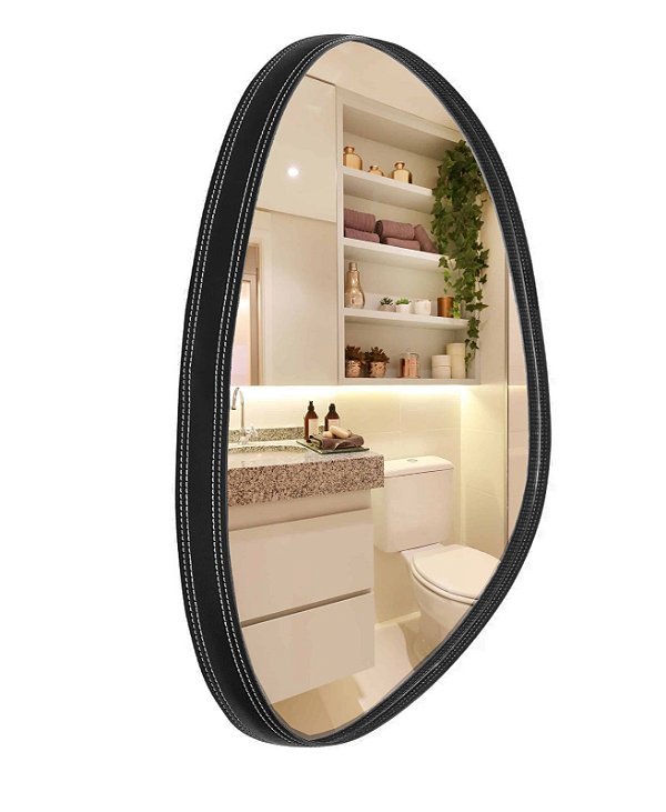 Espelho Orgânico Marsala com Borda cor Preta 60x40cm Vmex