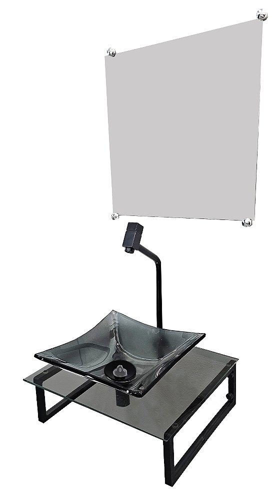 Gabinete de Vidro Pensilvania com Cuba e Espelho Vmex Fume 40x35cm