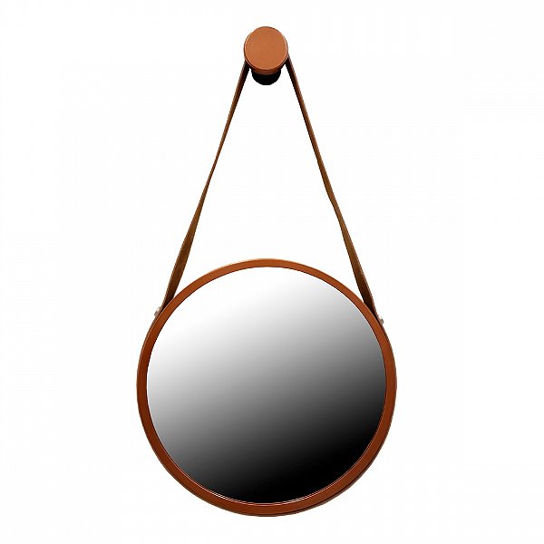 Espelho Orgânico Florença Redondo com Borda cor Caramelo 50cm Vmex