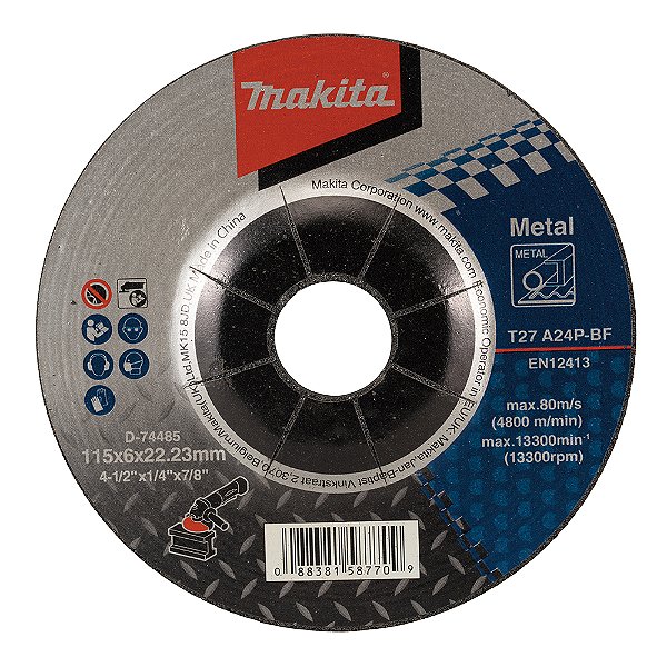 Disco de Desbaste para Metal 115 x 6,0 x 22,23 mm - Makita D-74485