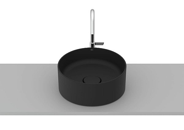 Cuba de Apoio Redonda Celite 30cm Cor Matte Black Preto Fosco