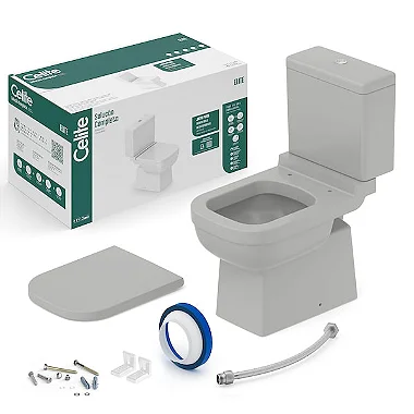 DUPLICADO - Kit Completo Celite Vaso Sanitário com Caixa Acoplada Elite Stone, Assento PP SoftClose e Kit de Instalação