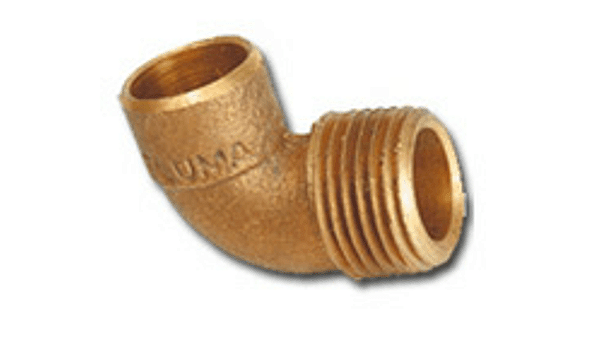 Cotovelo Sem Anel para Solda Eluma R.607 - 90° LR-Ext - 15 mm x 1/2