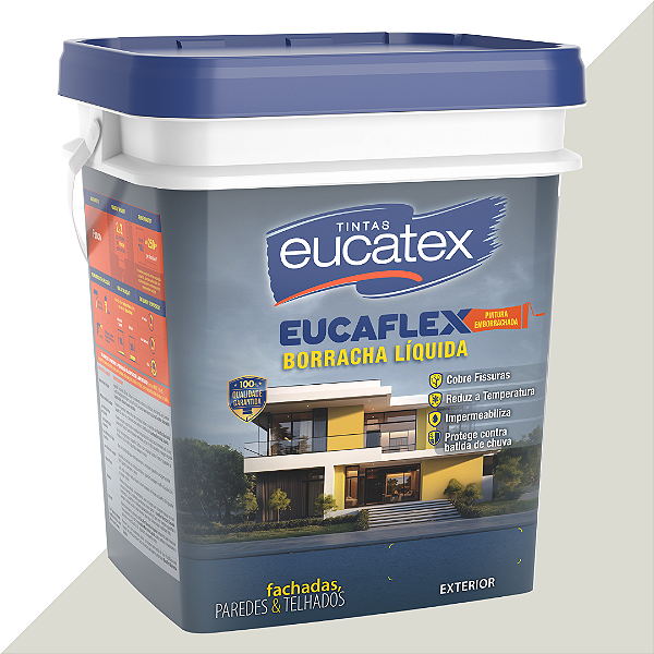 Tinta Emborrachada para parede - Borracha Líquida Eucaflex Balde 20kg Gelo Artico Eucatex