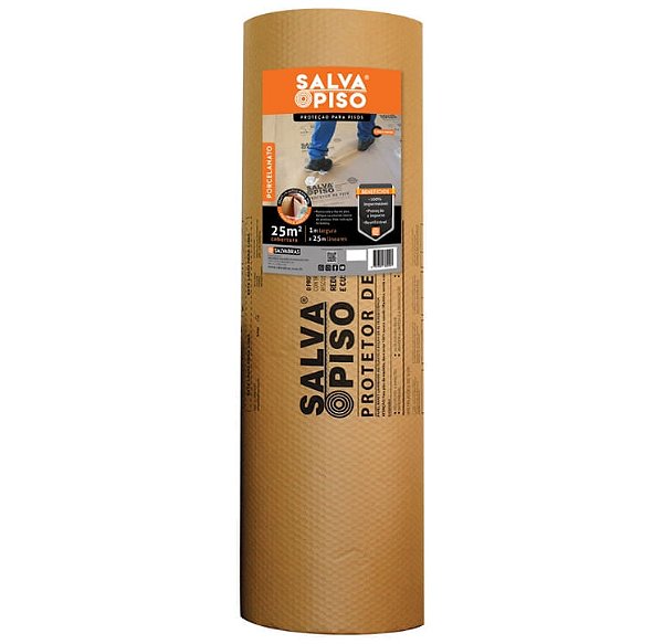 Salvapiso 1,00m x 25m – Papelão com Plástico Bolha