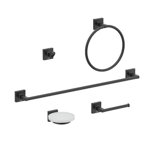 Acessório para Banheiro Celite Matte UP Preto - Kit com 5 Peças