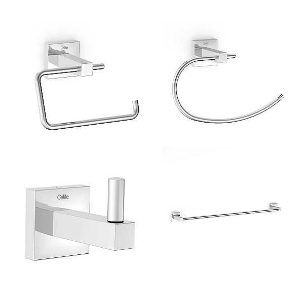 Acessório para Banheiro Celite New Elite Cromado - Kit com 4 Peças