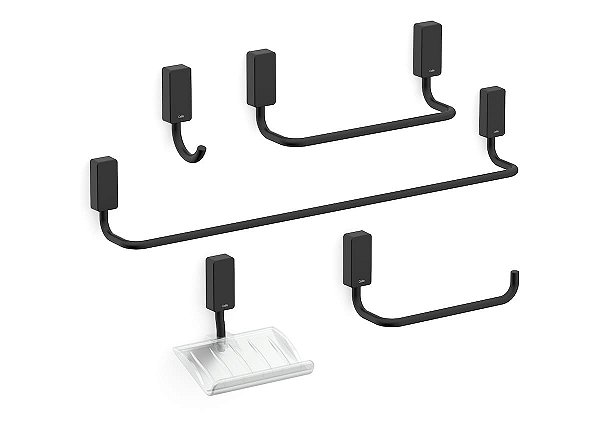 Acessório para Banheiro Celite New Matte One Preto - Kit com 5 Peças