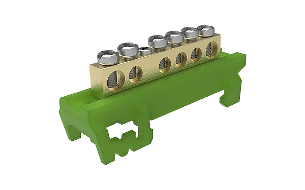 Barramento Terra 12 Furos p/ Trilho DIN Verde – Soprano