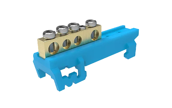 Barramento Neutro 2+6 Furos p/ Trilho DIN Azul – Soprano