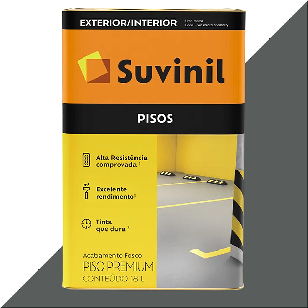 Tinta Acrílica Piso Suvinil 18L Cinza Escuro Fosca