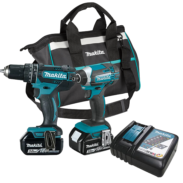 Combo Makita DLX2131 18V Furadeira DHP482 + Parafusadeira de Impacto DTD152 com 2 Baterias 3Ah e Carregador