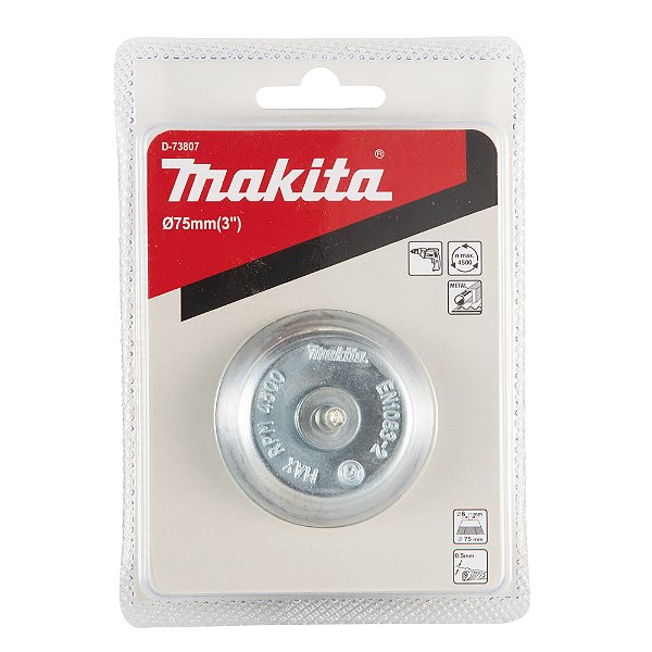 Escova de Aço Tipo Copo Makita D-73807 – 75mm com Haste para Limpeza Pesada