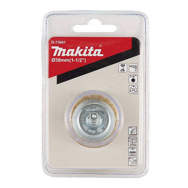 Escova de Aço Tipo Copo Makita D-73601 – 38mm com Haste Sextavada 1/4 para Furadeira