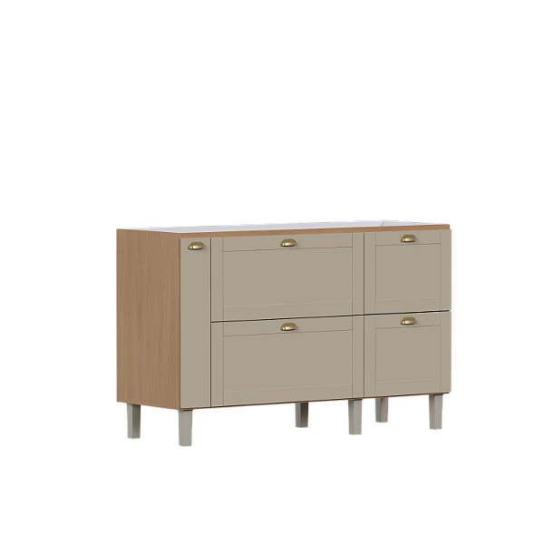 Gabinete de Cozinha Grou 144cm JQB/Areia para Pia de 150cm – Cozimax