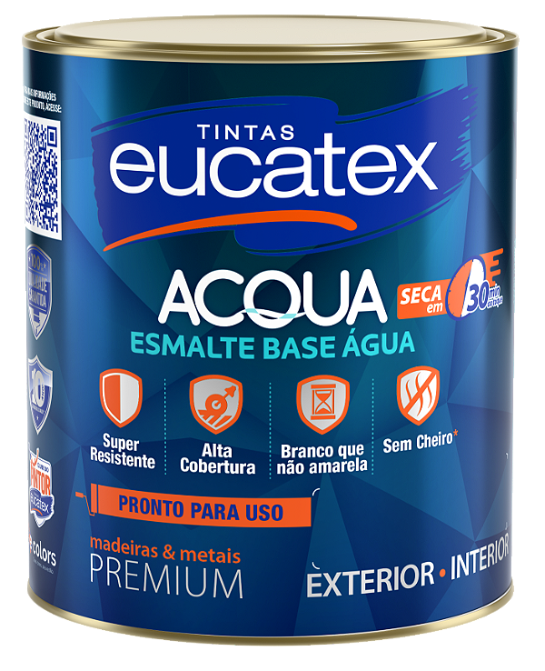 Esmalte Base Água Brilhante Eucatex 900ml Branco – Pronto para Uso