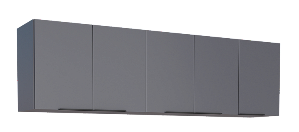 Armário Aéreo para Cozinha 5 Portas 194cm Cisne Cinza – Cozimax