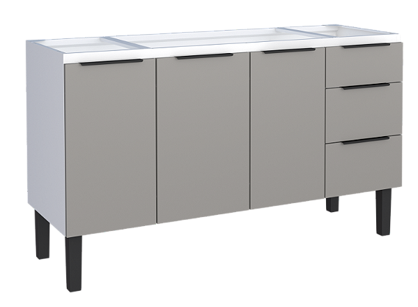 Gabinete de Cozinha em Aço Júpiter 144cm Cinza para Pia de 150cm – Cozimax