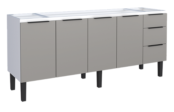 Gabinete de Cozinha em Aço Júpiter 192cm Cinza para Pia de 200cm – Cozimax