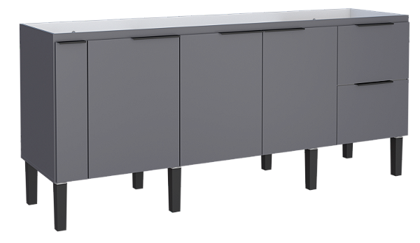 Gabinete de Cozinha em Madeira Cisne 194cm Cinza para Pia de 200cm – Cozimax