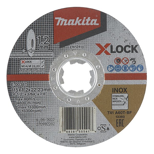 Disco de Corte Fino X‑LOCK Makita 115 mm x 1,2 mm E‑00387