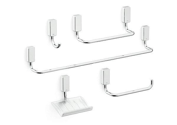 Kit Acessórios Celite One 5 Peças Cromado para Banheiro