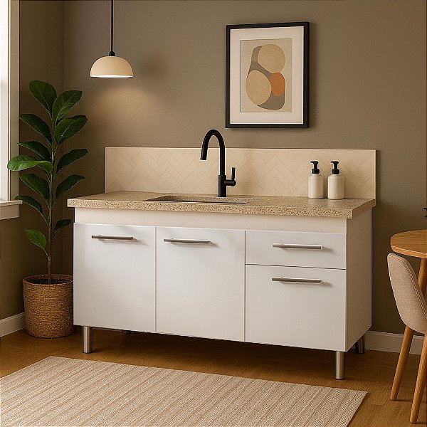 Gabinete para Cozinha Fimap Vitória 1,14m Branco