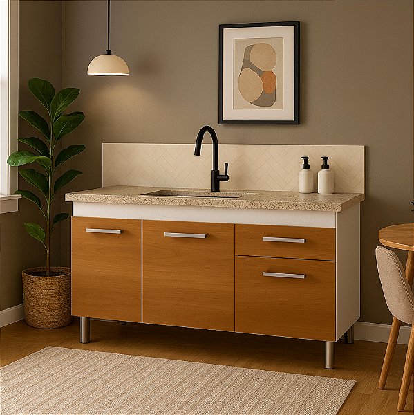 Gabinete para Cozinha Fimap Vitória 1,14m Freijó