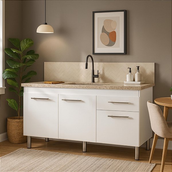 Gabinete para Cozinha Fimap Vitória 1,44m Branco