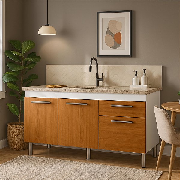 Gabinete para Cozinha Fimap Vitória 1,44m Freijó