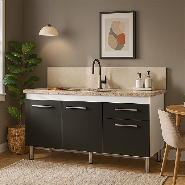 Gabinete para Cozinha Fimap Vitória 1,44m Grafite