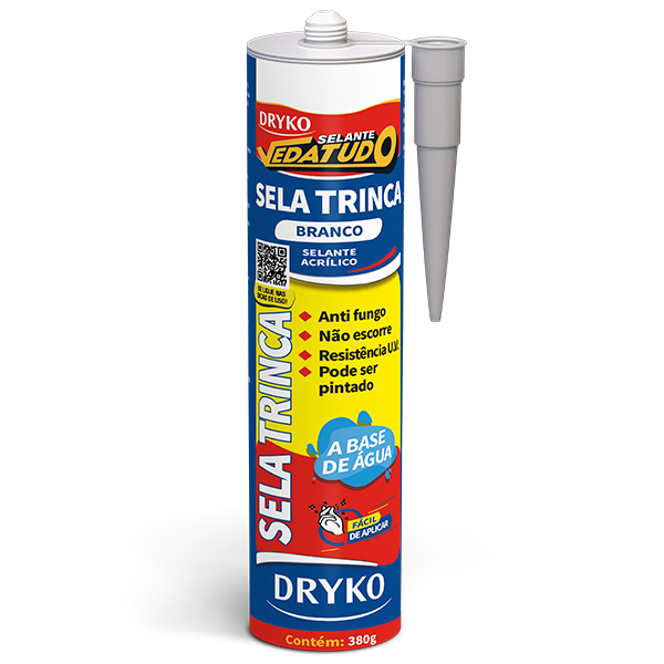 Selante Acrílico Sela Trinca Veda Tudo Branco 380g - Dryko