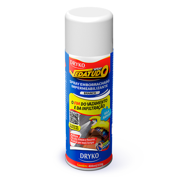 Spray Impermeabilizante Emborrachado Veda Tudo Branco 400ml - Dryko