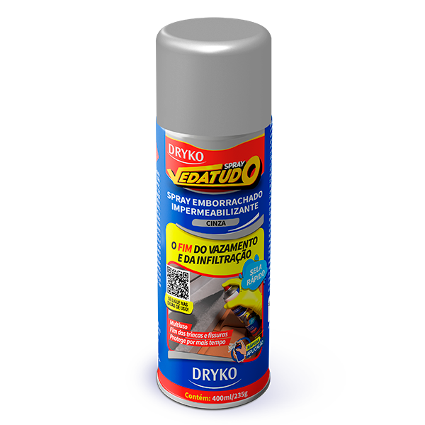 Spray Impermeabilizante Emborrachado Veda Tudo Cinza 400ml - Dryko