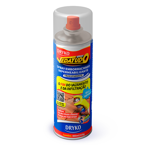 Spray Impermeabilizante Emborrachado Veda Tudo Transparente 400ml - Dryko