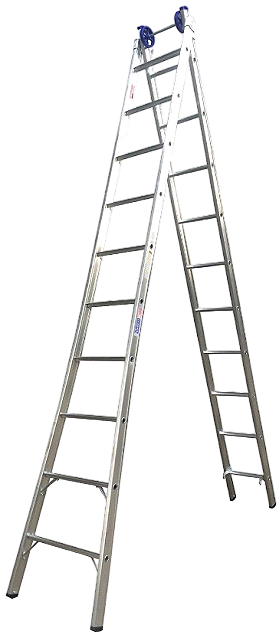 Escada de Alumínio Extensível e de Abrir 10 Degraus - Linha Profissional Real - Suporta 150kg