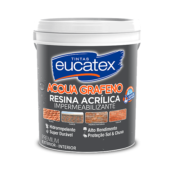 Resina Acrílica Impermeabilizante Eucatex Acqua Grafeno Incolor 18L - Alta Resistência e Brilho para Telhas e Pedras