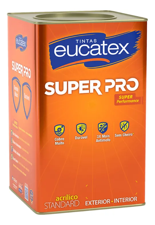 Tinta Acrílica Eucatex Super Pro 18L Cinza Steel - Alta Cobertura (Interno/Externo)